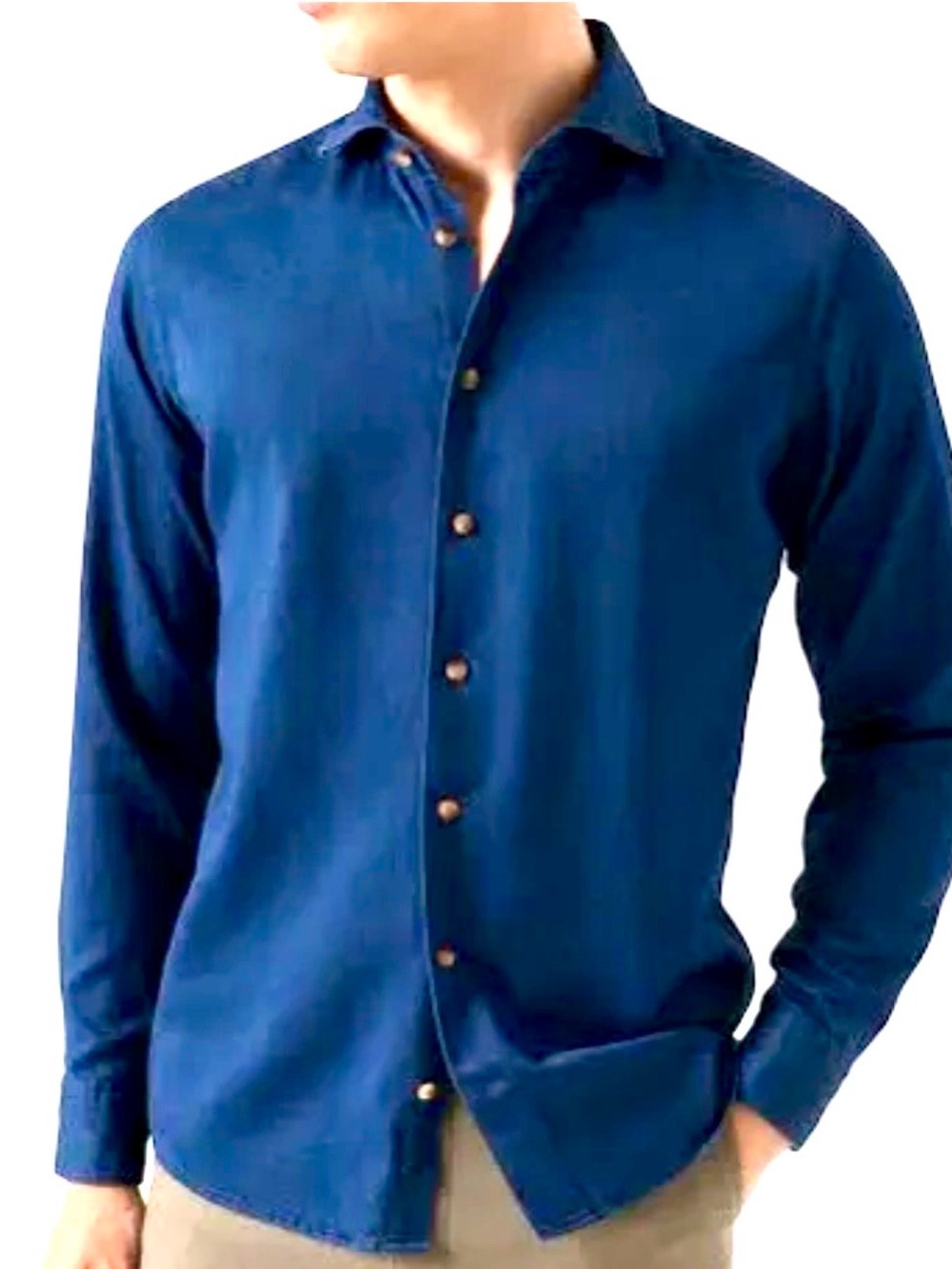 Eton Slim Fit Deep Blue Long Sleeve Dress Shirt